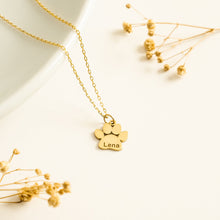 Load image into Gallery viewer, Paw Print Name Necklace