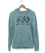 Load image into Gallery viewer, Peace, Love &amp; Dogs Hoodie (Unisex)